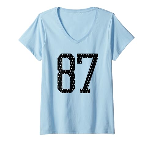 Damen Fußballtrikot Nummer 87 Sports Team 87. Geburtstag T-Shirt mit V-Ausschnitt Damen Fußballtrikot Nummer 87 Sports Team 87. Geburtstag T-Shirt mit V-Ausschnitt von Number Uniform Team Tees