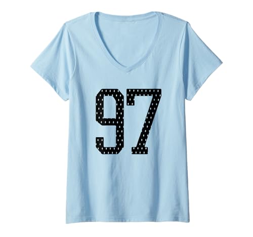 Damen Fußballtrikot Nummer 97 Sportmannschaft 97. Geburtstag T-Shirt mit V-Ausschnitt Damen Fußballtrikot Nummer 97 Sportmannschaft 97. Geburtstag T-Shirt mit V-Ausschnitt von Number Uniform Team Tees