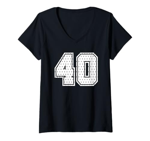 Damen Fußballtrikot mit der Nummer 40 Sportmannschaft zum 40. Geburtstag T-Shirt mit V-Ausschnitt von Number Uniform Team Tees
