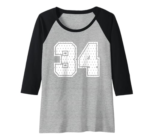 Damen Nummer 34 Sportteam 34. Trikot Varsity Geburtstag Fußball Raglan von Number Uniform Team Tees