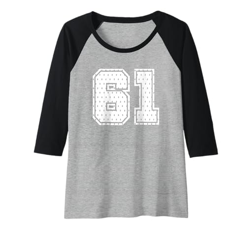 Damen Nummer 61 Sportmannschaft 61. Trikot Varsity Geburtstag Fußball Raglan von Number Uniform Team Tees