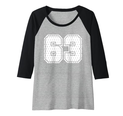 Damen Nummer 63 Sportteam 63. Trikot Varsity Geburtstag Fußball Raglan von Number Uniform Team Tees