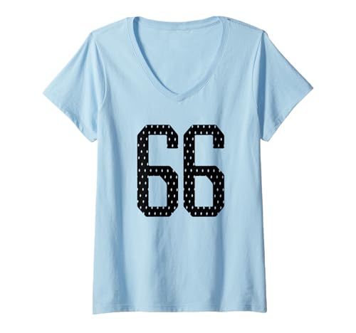 Damen Nummer 66 Sportteam 66. Trikot Varsity Geburtstag Fußball T-Shirt mit V-Ausschnitt Damen Nummer 66 Sportteam 66. Trikot Varsity Geburtstag Fußball T-Shirt mit V-Ausschnitt von Number Uniform Team Tees