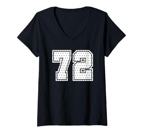 Damen Nummer 72 Sports Team 72. Trikot Varsity Geburtstag Fußball T-Shirt mit V-Ausschnitt Damen Nummer 72 Sports Team 72. Trikot Varsity Geburtstag Fußball T-Shirt mit V-Ausschnitt von Number Uniform Team Tees