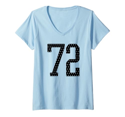 Damen Nummer 72 Sports Team 72. Trikot Varsity Geburtstag Fußball T-Shirt mit V-Ausschnitt Damen Nummer 72 Sports Team 72. Trikot Varsity Geburtstag Fußball T-Shirt mit V-Ausschnitt von Number Uniform Team Tees