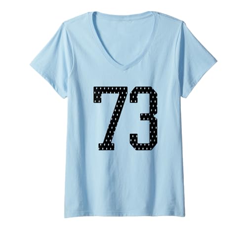 Damen Nummer 73 Sports Team 73. Trikot Varsity Geburtstag Fußball T-Shirt mit V-Ausschnitt Damen Nummer 73 Sports Team 73. Trikot Varsity Geburtstag Fußball T-Shirt mit V-Ausschnitt von Number Uniform Team Tees