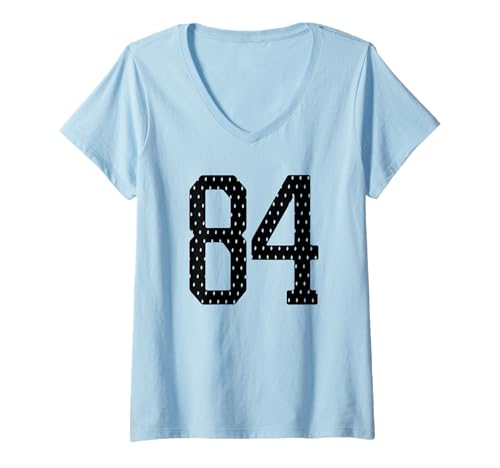 Damen Nummer 84 Sportteam 84. Trikot Varsity Geburtstag Fußball T-Shirt mit V-Ausschnitt Damen Nummer 84 Sportteam 84. Trikot Varsity Geburtstag Fußball T-Shirt mit V-Ausschnitt von Number Uniform Team Tees