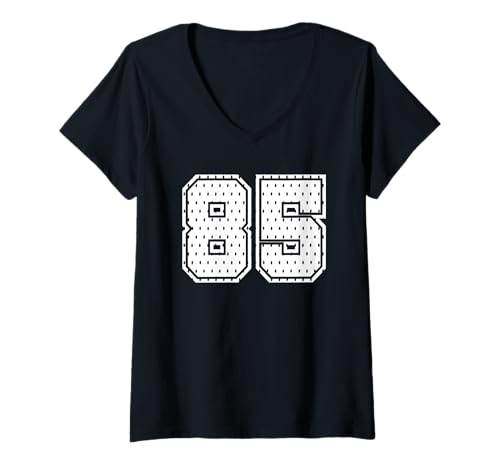 Damen Nummer 85 Sportteam 85. Trikot Varsity Geburtstag Fußball T-Shirt mit V-Ausschnitt von Number Uniform Team Tees