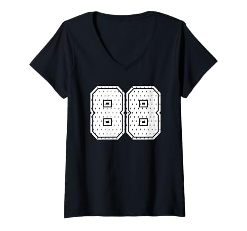Damen Nummer 88 Sportteam 88. Trikot Varsity Geburtstag Fußball T-Shirt mit V-Ausschnitt Damen Nummer 88 Sportteam 88. Trikot Varsity Geburtstag Fußball T-Shirt mit V-Ausschnitt von Number Uniform Team Tees
