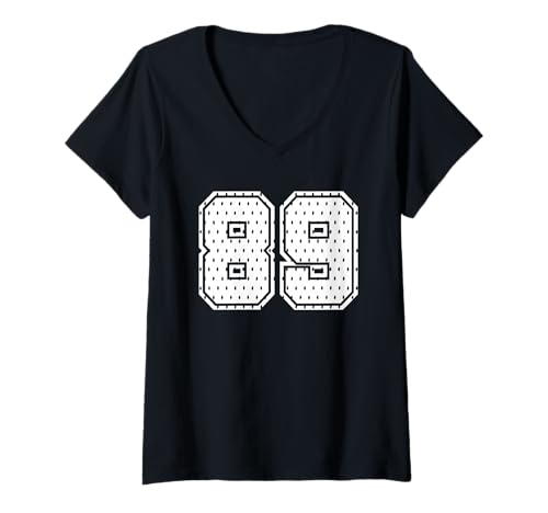 Damen Nummer 89 Sportteam 89 Trikot Varsity Geburtstag Fußball T-Shirt mit V-Ausschnitt von Number Uniform Team Tees