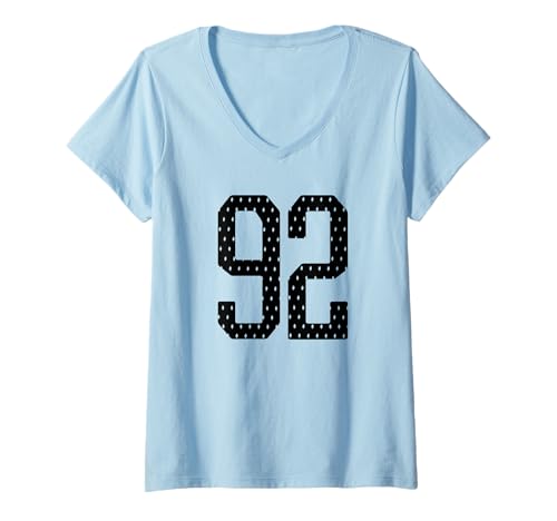 Damen Nummer 92 Sportteam 92. Trikot Varsity Geburtstag Fußball T-Shirt mit V-Ausschnitt Damen Nummer 92 Sportteam 92. Trikot Varsity Geburtstag Fußball T-Shirt mit V-Ausschnitt von Number Uniform Team Tees