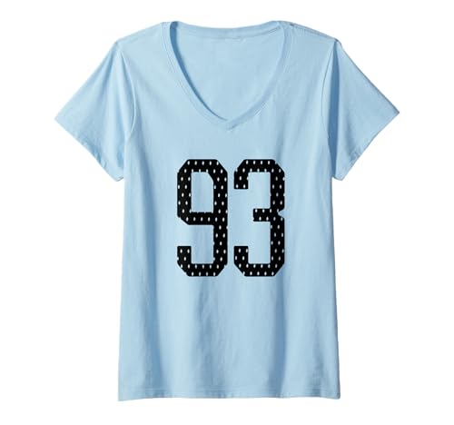 Damen Nummer 93 Sportteam 93. Trikot Varsity Geburtstag Fußball T-Shirt mit V-Ausschnitt Damen Nummer 93 Sportteam 93. Trikot Varsity Geburtstag Fußball T-Shirt mit V-Ausschnitt von Number Uniform Team Tees