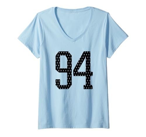 Damen Nummer 94 Sportteam 94 Trikot Varsity Geburtstag Fußball T-Shirt mit V-Ausschnitt Damen Nummer 94 Sportteam 94 Trikot Varsity Geburtstag Fußball T-Shirt mit V-Ausschnitt von Number Uniform Team Tees