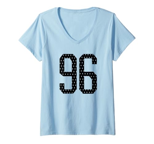 Damen Nummer 96 Sportteam 96. Trikot Varsity Geburtstag Fußball T-Shirt mit V-Ausschnitt Damen Nummer 96 Sportteam 96. Trikot Varsity Geburtstag Fußball T-Shirt mit V-Ausschnitt von Number Uniform Team Tees