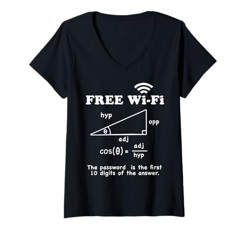 Damen Fun Geeky Free Wi-Fi Math Joke Hypotenuse Trigonometrie Humor T-Shirt mit V-Ausschnitt Damen Fun Geeky Free Wi-Fi Math Joke Hypotenuse Trigonometrie Humor T-Shirt mit V-Ausschnitt von NumberNiche