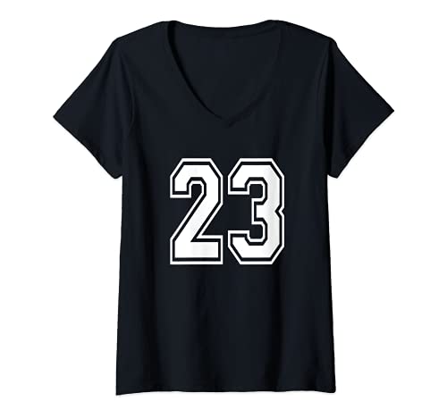 Damen Number 23 Numbered Uniform Sports Jersey Team 23nd Birthday T-Shirt mit V-Ausschnitt Damen Number 23 Numbered Uniform Sports Jersey Team 23nd Birthday T-Shirt mit V-Ausschnitt von Numbered Team Apparel