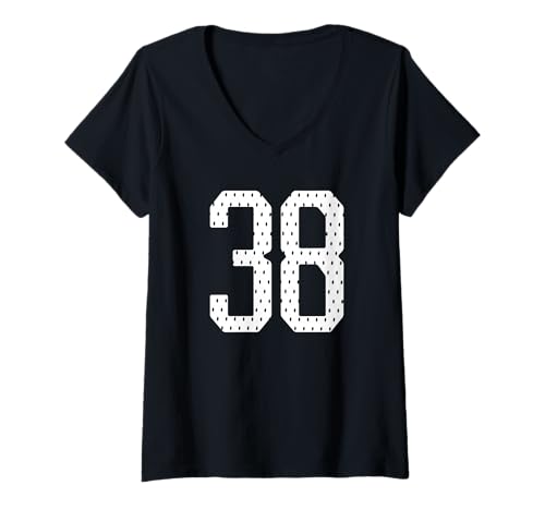 Damen Fußballtrikot Nr. 38 Sports Team 38. Geburtstag T-Shirt mit V-Ausschnitt von Numbered Team Uniform Style Apparel