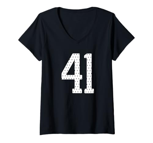 Damen Fußballtrikot Nr. 41 Sportmannschaft 41. Geburtstag T-Shirt mit V-Ausschnitt Damen Fußballtrikot Nr. 41 Sportmannschaft 41. Geburtstag T-Shirt mit V-Ausschnitt von Numbered Team Uniform Style Apparel