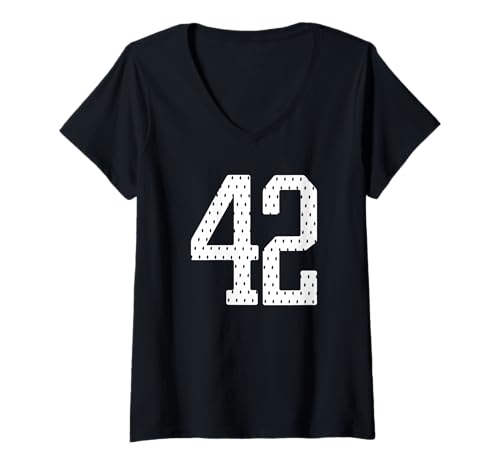 Damen Fußballtrikot Nr. 42 Sportmannschaft 42. Geburtstag T-Shirt mit V-Ausschnitt Damen Fußballtrikot Nr. 42 Sportmannschaft 42. Geburtstag T-Shirt mit V-Ausschnitt von Numbered Team Uniform Style Apparel