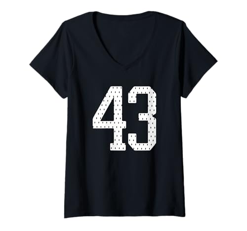 Damen Fußballtrikot Nr. 43 Sportmannschaft 43. Geburtstag T-Shirt mit V-Ausschnitt Damen Fußballtrikot Nr. 43 Sportmannschaft 43. Geburtstag T-Shirt mit V-Ausschnitt von Numbered Team Uniform Style Apparel