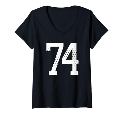 Damen Fußballtrikot Nr. 74 Sports Team 74. Geburtstag T-Shirt mit V-Ausschnitt Damen Fußballtrikot Nr. 74 Sports Team 74. Geburtstag T-Shirt mit V-Ausschnitt von Numbered Team Uniform Style Apparel