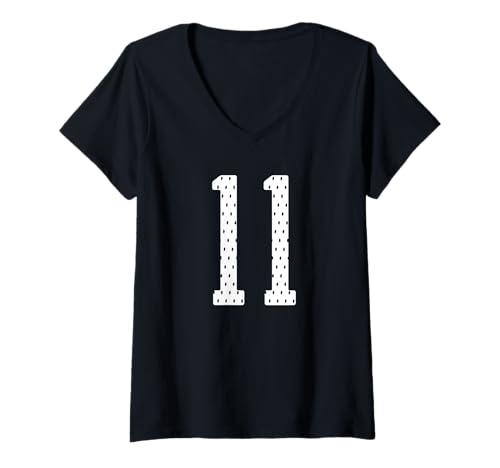 Damen Fußballtrikot Nummer 11 Sportmannschaft 11. Geburtstag T-Shirt mit V-Ausschnitt Damen Fußballtrikot Nummer 11 Sportmannschaft 11. Geburtstag T-Shirt mit V-Ausschnitt von Numbered Team Uniform Style Apparel