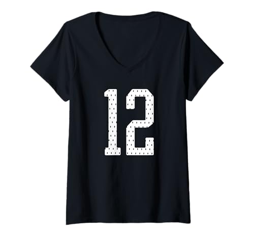 Damen Fußballtrikot Nummer 12 Sportmannschaft 12. Geburtstag T-Shirt mit V-Ausschnitt Damen Fußballtrikot Nummer 12 Sportmannschaft 12. Geburtstag T-Shirt mit V-Ausschnitt von Numbered Team Uniform Style Apparel