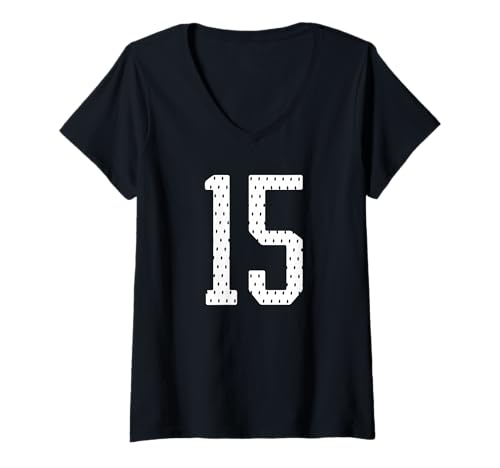 Damen Fußballtrikot Nummer 15 Sportmannschaft 15. Geburtstag T-Shirt mit V-Ausschnitt Damen Fußballtrikot Nummer 15 Sportmannschaft 15. Geburtstag T-Shirt mit V-Ausschnitt von Numbered Team Uniform Style Apparel