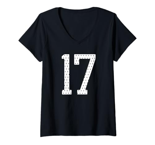 Damen Fußballtrikot Nummer 17 Sportmannschaft 17. Geburtstag T-Shirt mit V-Ausschnitt Damen Fußballtrikot Nummer 17 Sportmannschaft 17. Geburtstag T-Shirt mit V-Ausschnitt von Numbered Team Uniform Style Apparel
