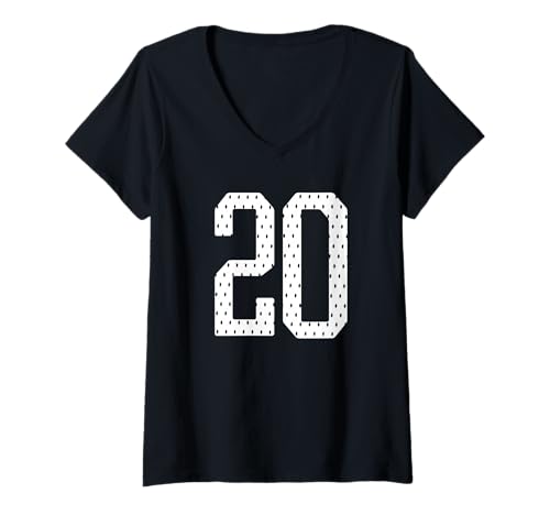Damen Fußballtrikot Nummer 20 Sportmannschaft 20. Geburtstag T-Shirt mit V-Ausschnitt Damen Fußballtrikot Nummer 20 Sportmannschaft 20. Geburtstag T-Shirt mit V-Ausschnitt von Numbered Team Uniform Style Apparel