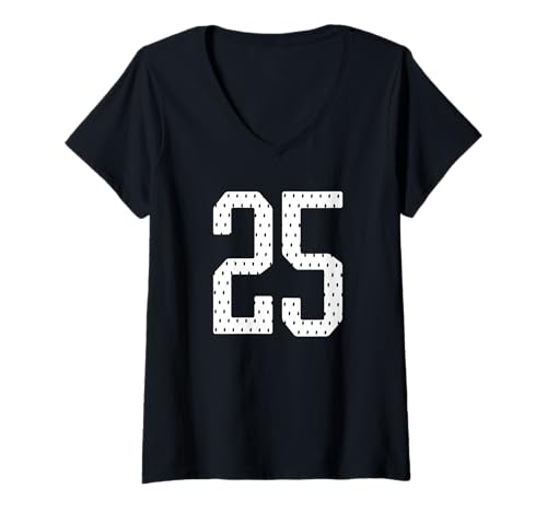 Damen Fußballtrikot Nummer 25 Sportmannschaft 25. Geburtstag T-Shirt mit V-Ausschnitt Damen Fußballtrikot Nummer 25 Sportmannschaft 25. Geburtstag T-Shirt mit V-Ausschnitt von Numbered Team Uniform Style Apparel