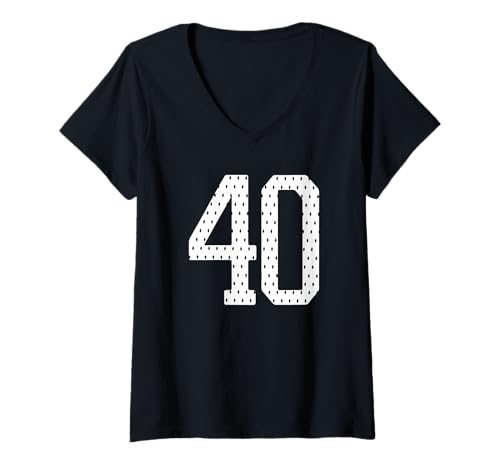 Damen Fußballtrikot mit der Nummer 40 Sportmannschaft zum 40. Geburtstag T-Shirt mit V-Ausschnitt von Numbered Team Uniform Style Apparel