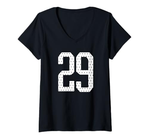 Damen Nummer 29 Sports Team 29. Trikot Varsity Geburtstag Fußball T-Shirt mit V-Ausschnitt Damen Nummer 29 Sports Team 29. Trikot Varsity Geburtstag Fußball T-Shirt mit V-Ausschnitt von Numbered Team Uniform Style Apparel
