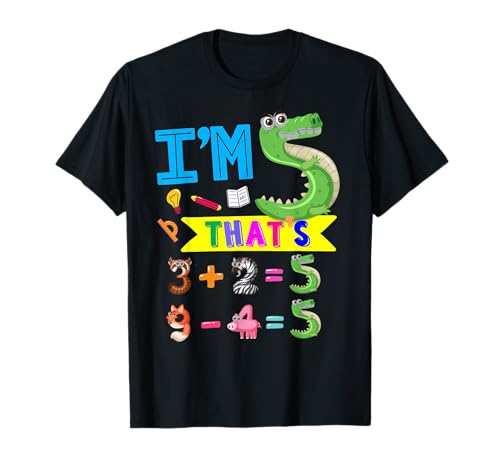 Mathe-Outfit zum 5. Geburtstag, Idee für Kinder und 5-jährige Nummer T-Shirt von Numbers Fifth Birthday Maths Idea 5 Year Old Boys