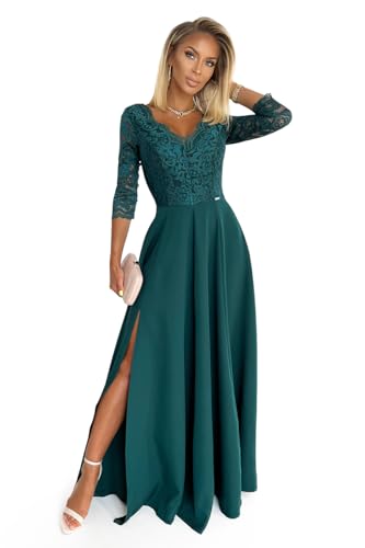 Numoco Abendkleid Amber Maxikleid Partykleid Cocktailkleid langes Kleid mit Spitze, grün (DE/NL/SE/PL, Alphanumerisch, S, Regular, Regular, Grün) von Numoco