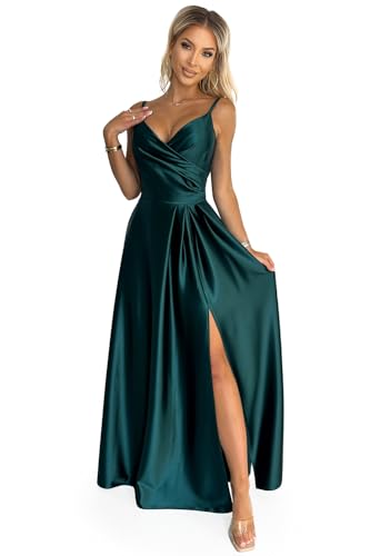 Numoco Abendkleid Chiara Maxikleid Satinkleid Cocktailkleid Partykleid Kleid aus Satin Sommerkleid langes Kleid, grün (DE/NL/SE/PL, Alphanumerisch, S, Regular, Regular, Grün) von Numoco