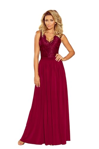 Numoco Lea Abendkleid Rückenausschnitt Spitze Tailliert Bodycon S-XL, Farbe:Bordeaux, Größe:36 von Numoco