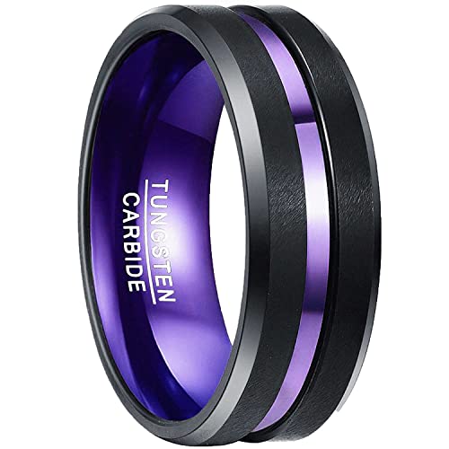 NUNCAD Damen Herren Ring 8mm Violett Matt für Hochzeit Verlobung Freundschaftsring Partnerringe Geburtstag Größe 57 (18.1) von NUNCAD