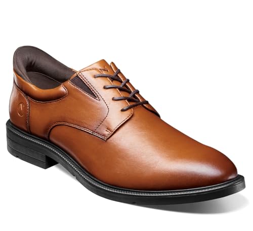 Nunn Bush Herren Kore Ez Hero Plain Toe Oxford Slip Resistant Easy-Off Lightweight Lace Up, Cognac, 44 EU von Nunn Bush