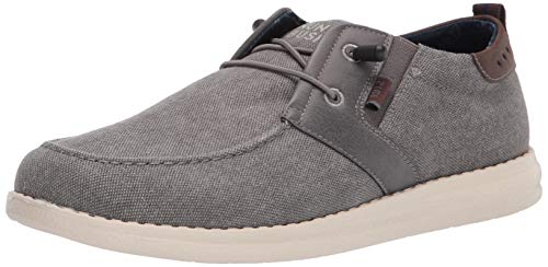 Nunn Bush Men's BREWSKI Wallabee Canvas MOC Toe Bungee Slip-ON Loafer, Gray, 9 Wide von Nunn Bush