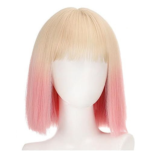 Halloween Cosplay Perücke Bobo Perücke Kurze Haare Perücke Glattes Haar Perücke Perücke Party Requisiten Foto Requisiten Halloween Party Prop Gemischte Farbe-9 Zoll von Nunubee