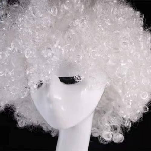 Halloween Mardi Gras Cap Fashion Holiday Fluffy Funny Show Clown Perücke, Weiß von Nunubee