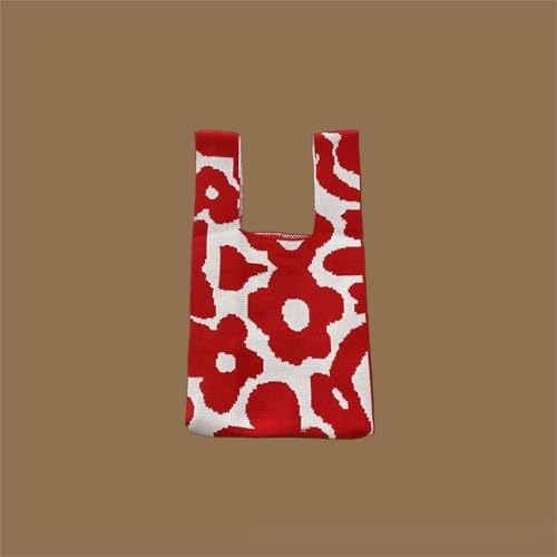 Nunubee Abstract Floral Print Tote Bag in Rot und Weiß - Stilvoller Damenmode Handtasche，20 * 35CM von Nunubee