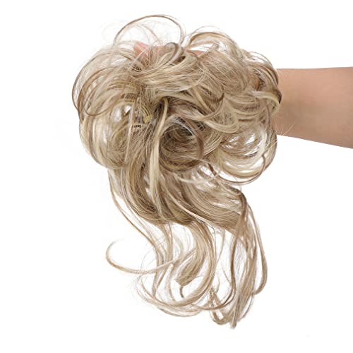 Nunubee Haarteil Messy Bun Haargummis Frauen Mädchen Haarverlängerung Bun Curly Wellig Schwarz Braun 9Inch von Nunubee