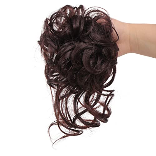 Nunubee Haarteil Messy Bun Haargummis Frauen Mädchen Haarverlängerung Bun Curly Wellig Schwarz Braun 9Inch von Nunubee