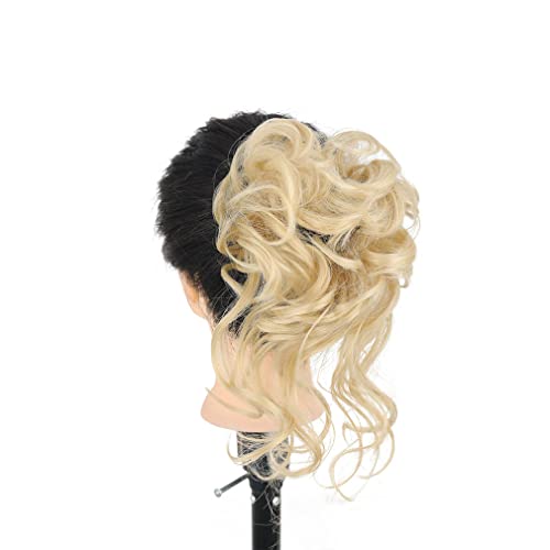 Nunubee Haarteil Messy Bun Haargummis Frauen Mädchen Haarverlängerung Bun Curly Wellig Schwarz Braun 9Inch von Nunubee