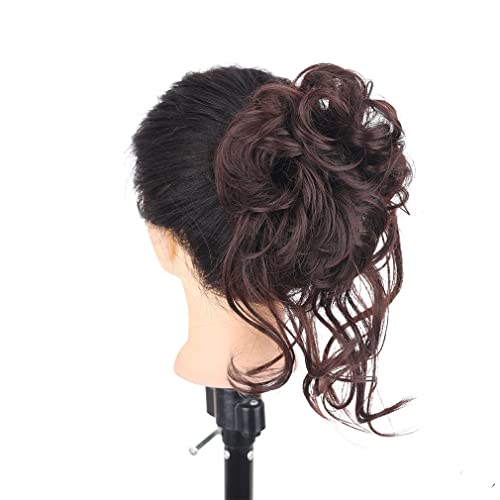 Nunubee Haarteil Messy Bun Haargummis Frauen Mädchen Haarverlängerung Bun Curly Wellig Schwarz Braun 9Inch von Nunubee