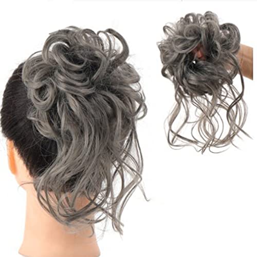 Nunubee Haarteil Messy Bun Haargummis Frauen Mädchen Haarverlängerung Bun Curly Wellig Schwarz Braun 9Inch von Nunubee