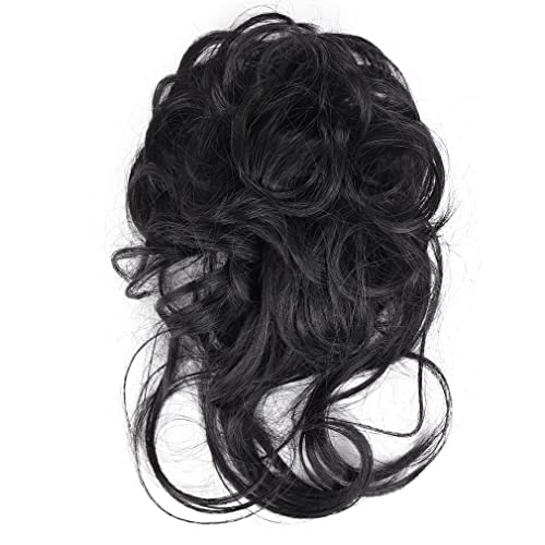 Nunubee Haarteil Messy Bun Haargummis Frauen Mädchen Haarverlängerung Bun Curly Wellig Schwarz Braun 9Inch von Nunubee