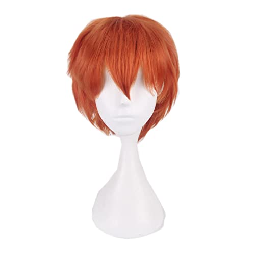 Nunubee Kurze Bob-Haar-Perücken Bonbonfarbene Kostüm-Cosplay-Perücken Tägliche Party-Dekorationen, Orange 12Inch von Nunubee